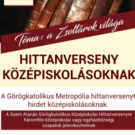 Jelentkezz a Középiskolai Görögkatolikus Hittanversenyre! 