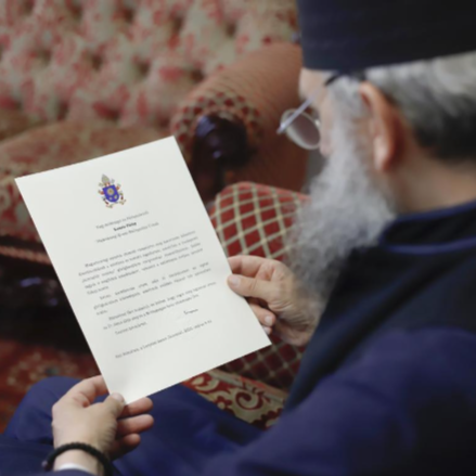 Ferenc pápa köszönőlevele Fülöp metropolitának